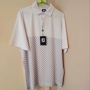 NWT FootJoy White and Black Patterned Men's Golf Shirt